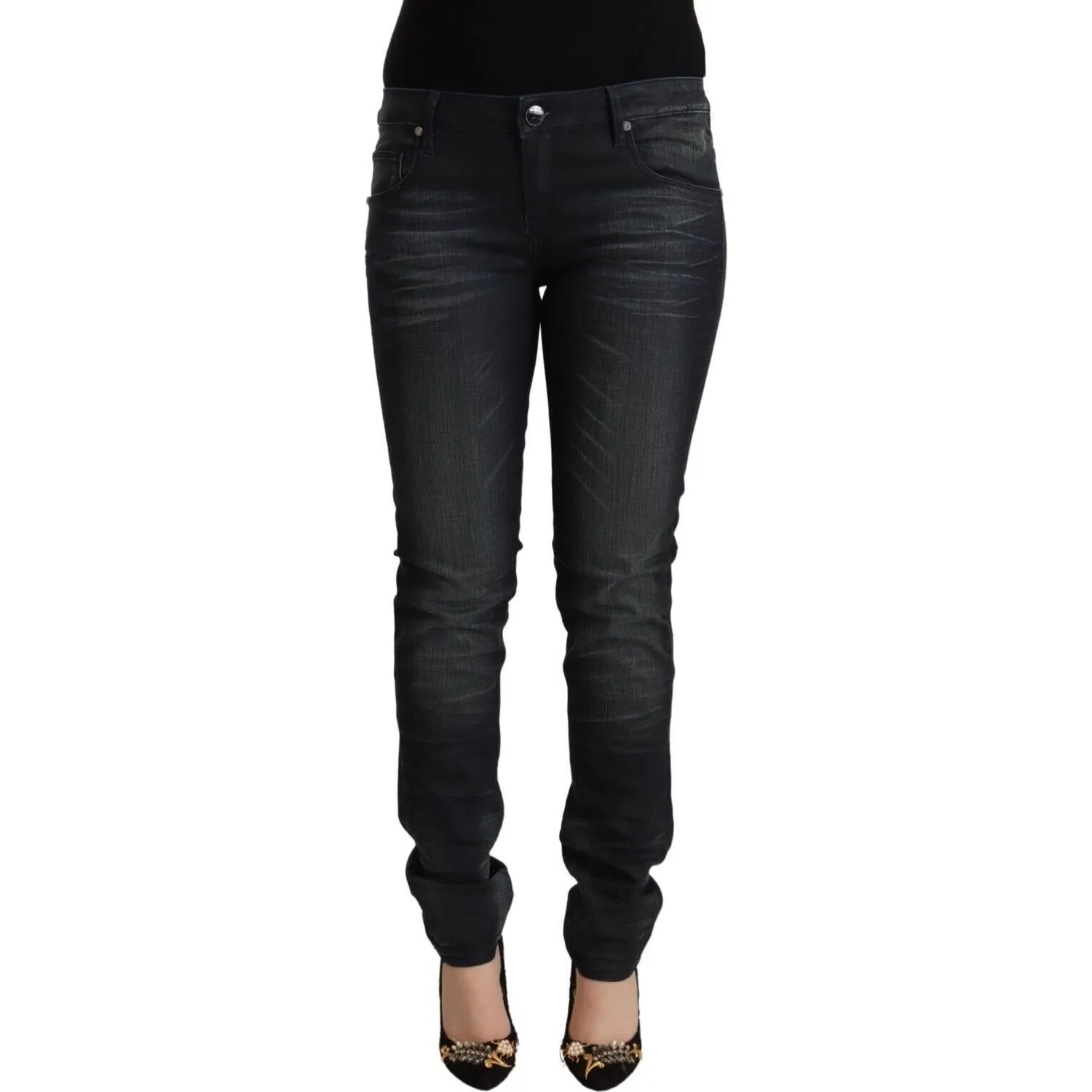 Acht Sleek Black Washed Slim Fit Jeans