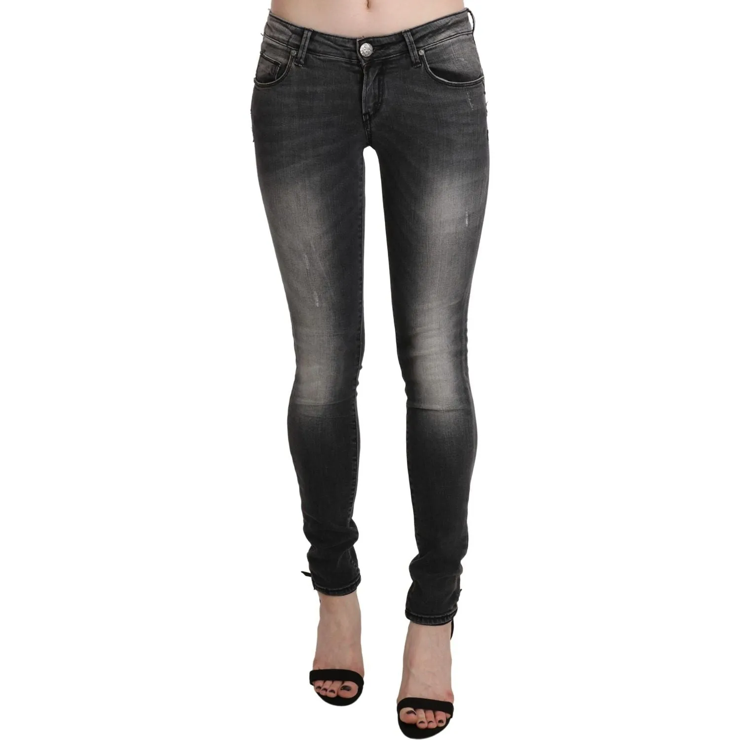 Acht Sleek Low Waist Skinny Denim in Black Wash