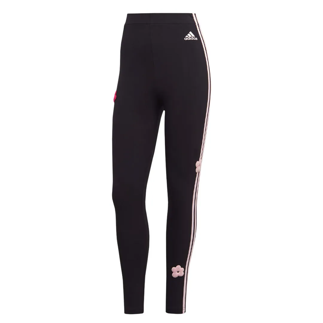 adidas - Women's Chenille Flower Patches 3-Stripes Leggings (IC0004)