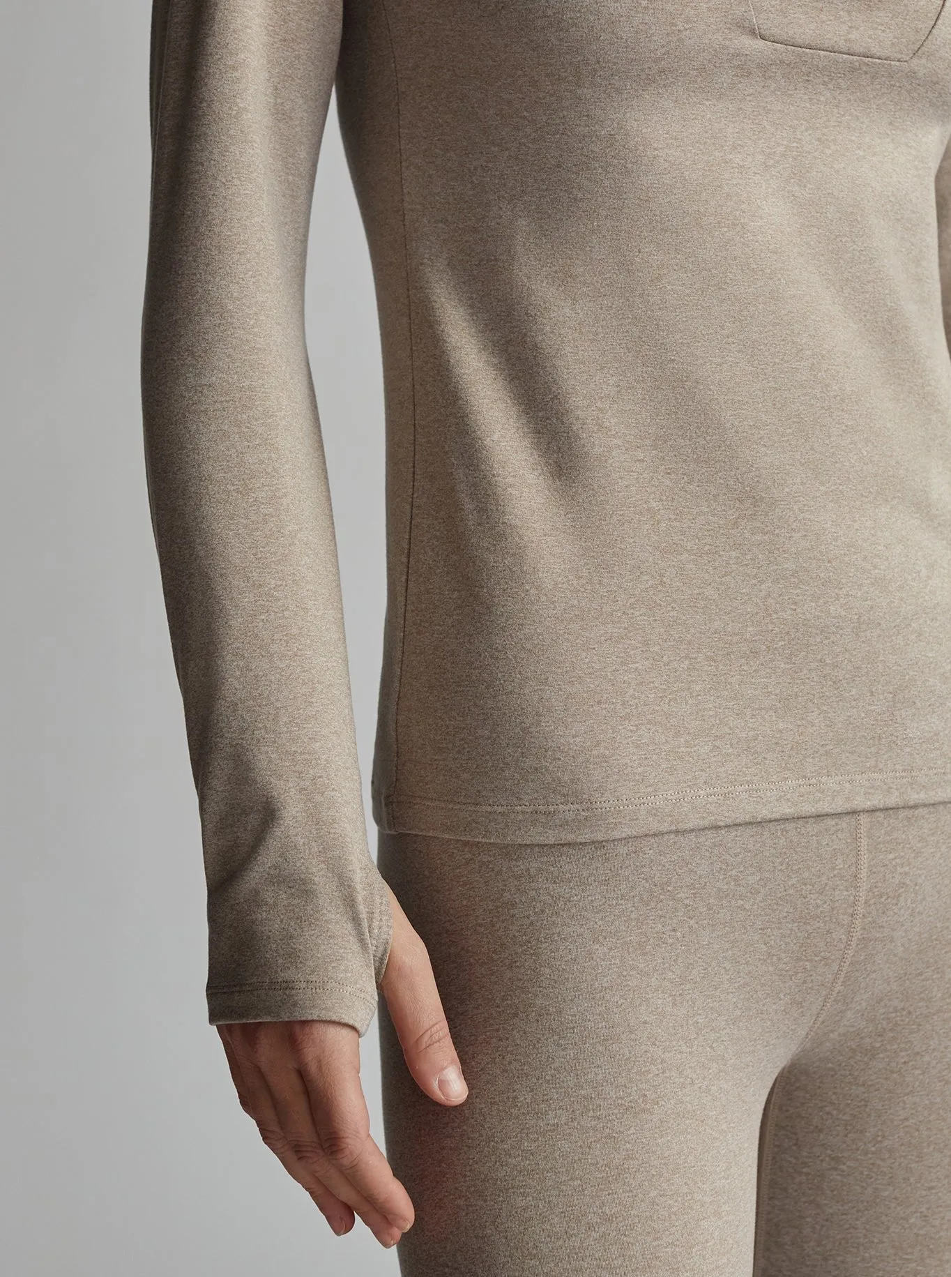 ALWAYS WARM HALF-ZIP BASE LAYER TOP | TAUPE MARL