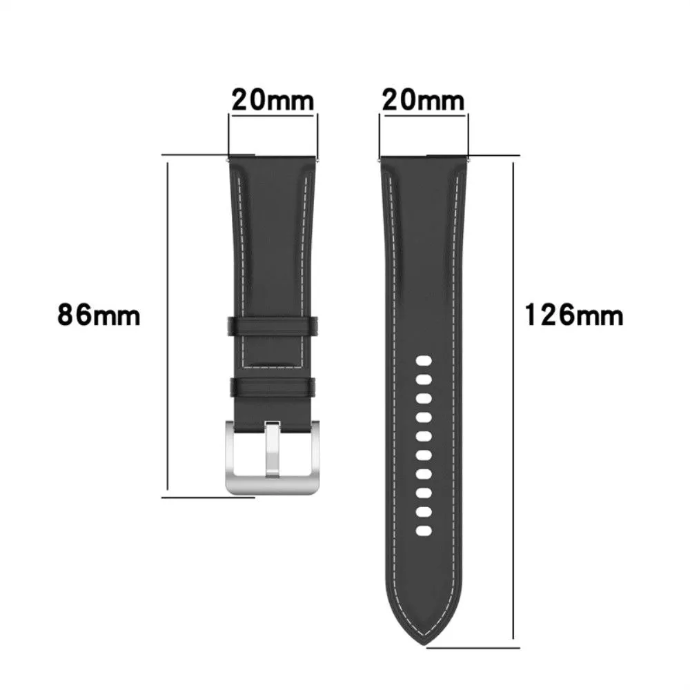 Amazfit GTS 3 / Bip U Top Layer Cowhide leather watch strap - Black