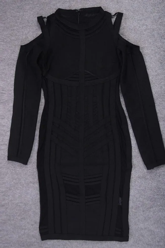 Amelia Long Sleeve Bandage Dress - Classic Black