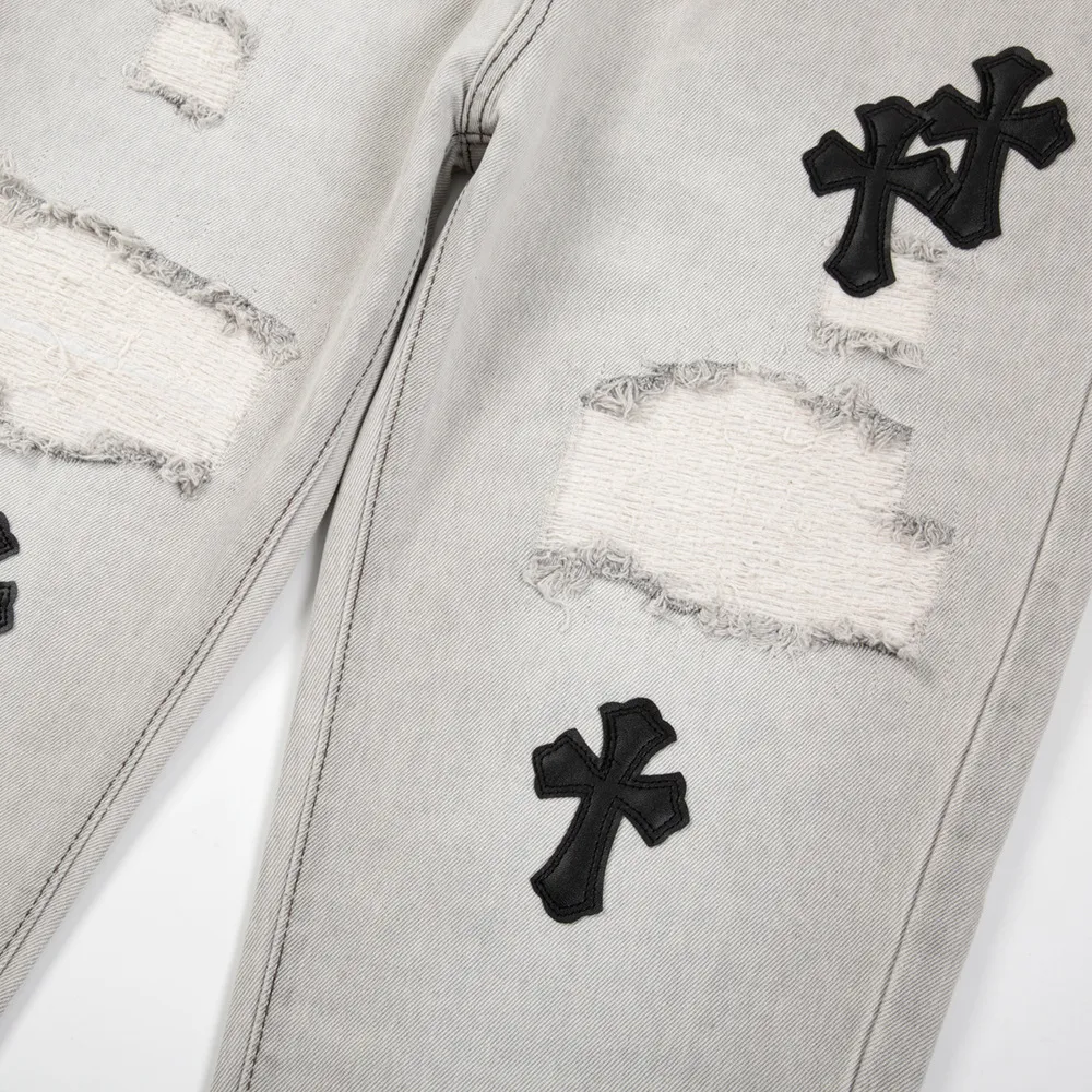 American Cross Embroidery Pre-Made Hole Jeans