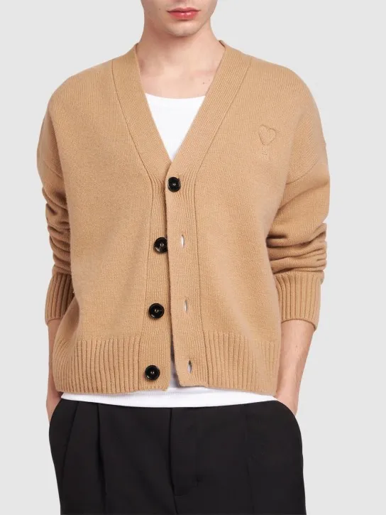 AMI Paris   Adc logo wool cashmere cardigan 