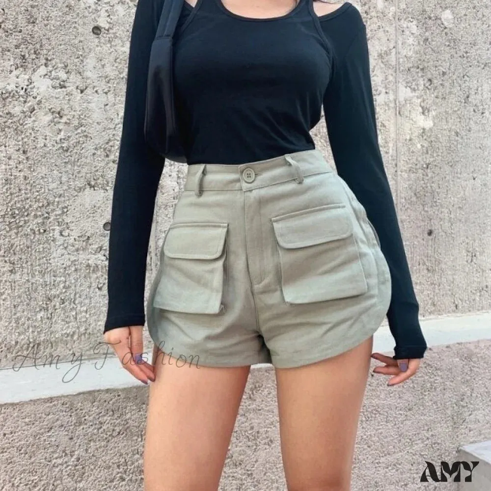 Amy Fashion - High Waist Slim Curved Split Design Short