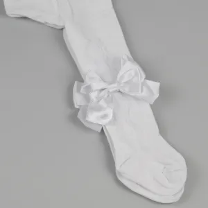 Baby Girl  White Bow Tights - White - Pex Grazia