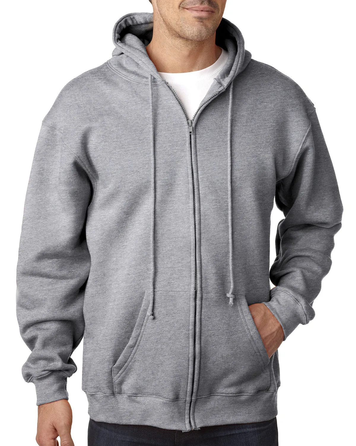 Bayside Men's Full-Zip Hooded Sweatshirt