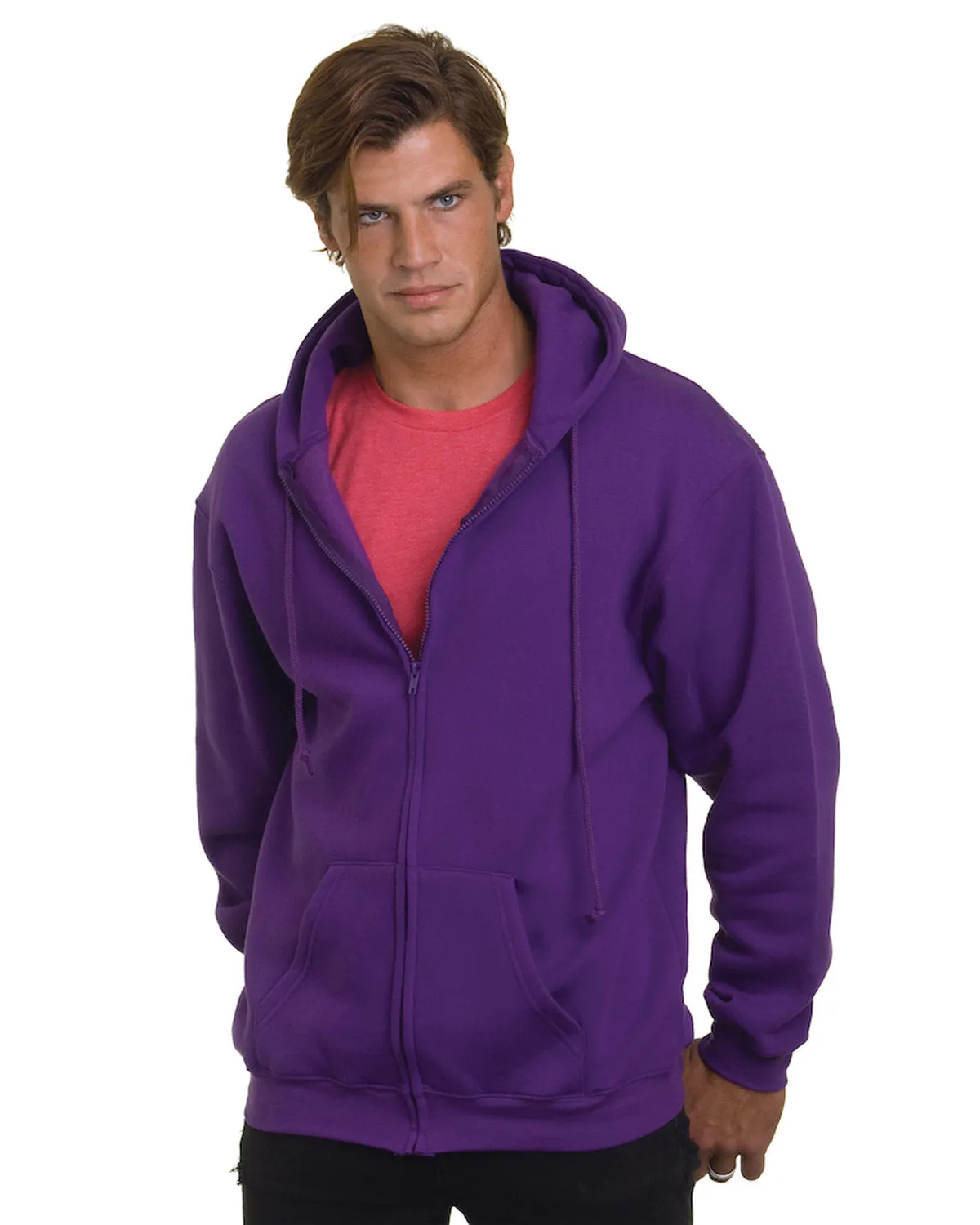 Bayside Men's Full-Zip Hooded Sweatshirt