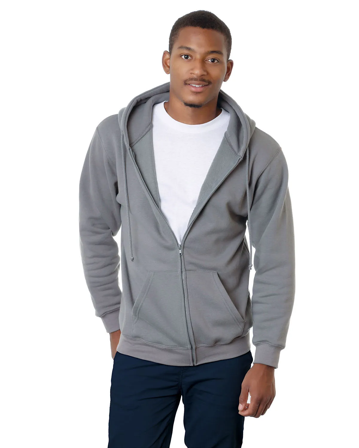 Bayside Men's Full-Zip Hooded Sweatshirt