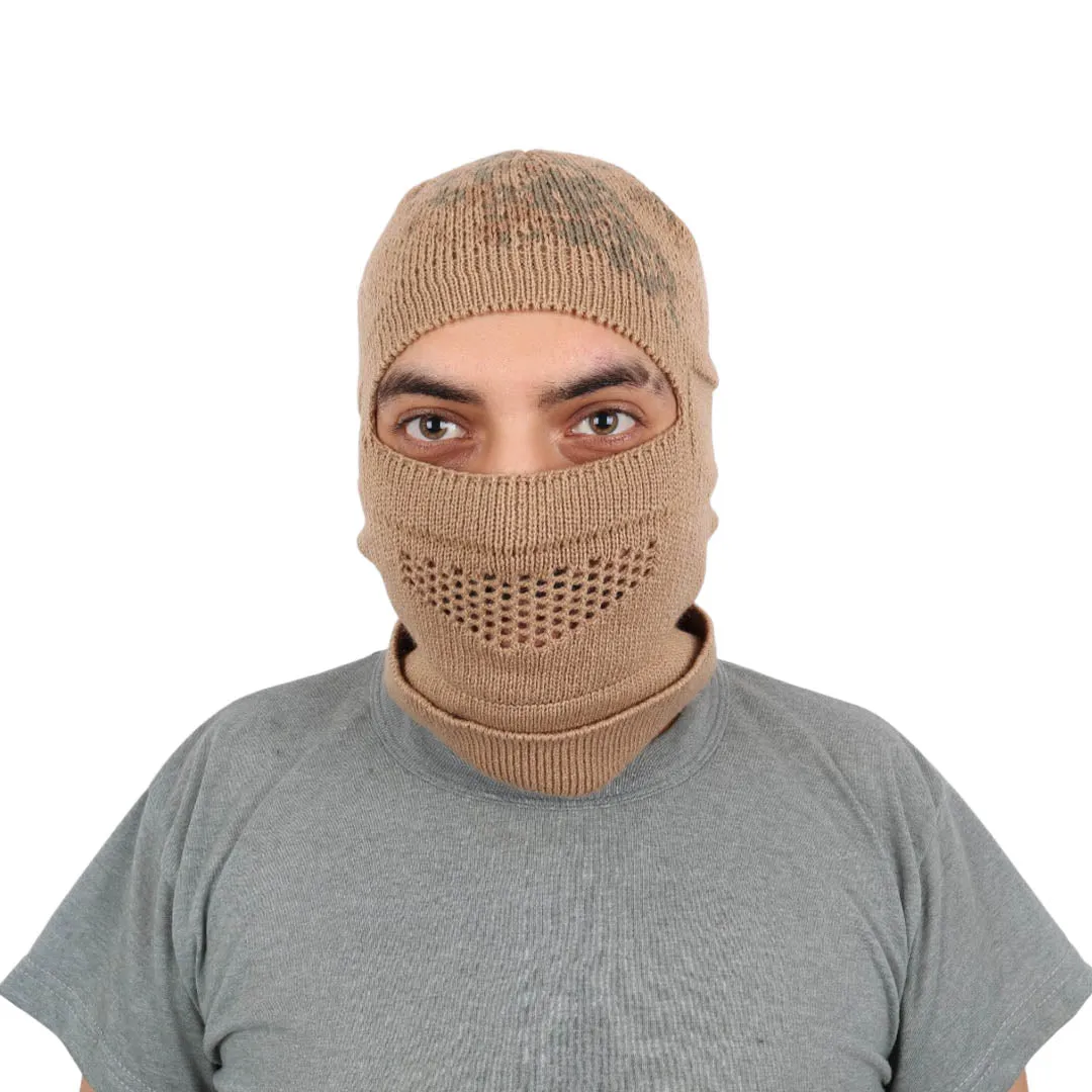 Beige Knitted Balaclava Beanie (Ski Mask)