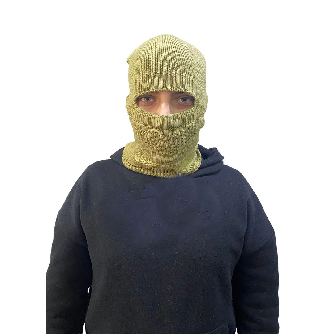 Beige Knitted Balaclava Beanie (Ski Mask)