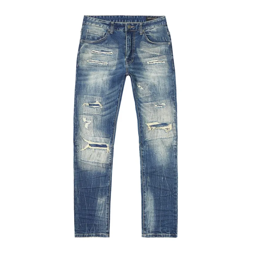 Big and Tall - Distressed Rip & Repair Jeans - Westport Blue