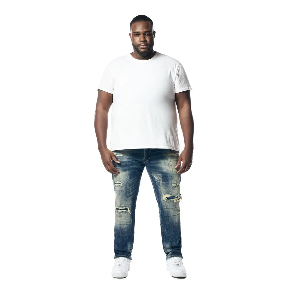 Big and Tall - Distressed Rip & Repair Jeans - Westport Blue