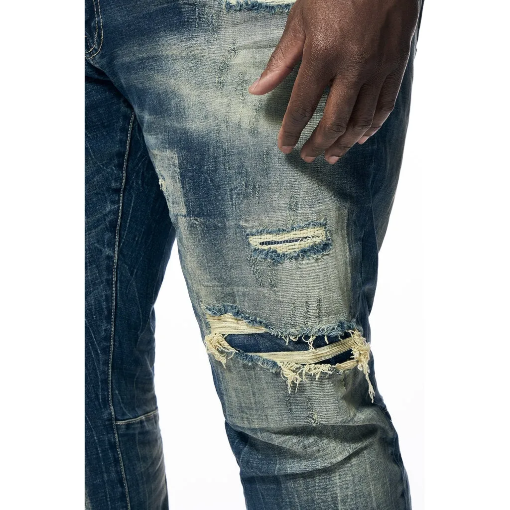 Big and Tall - Distressed Rip & Repair Jeans - Westport Blue