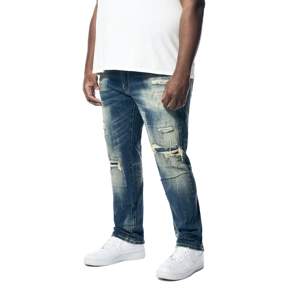 Big and Tall - Distressed Rip & Repair Jeans - Westport Blue