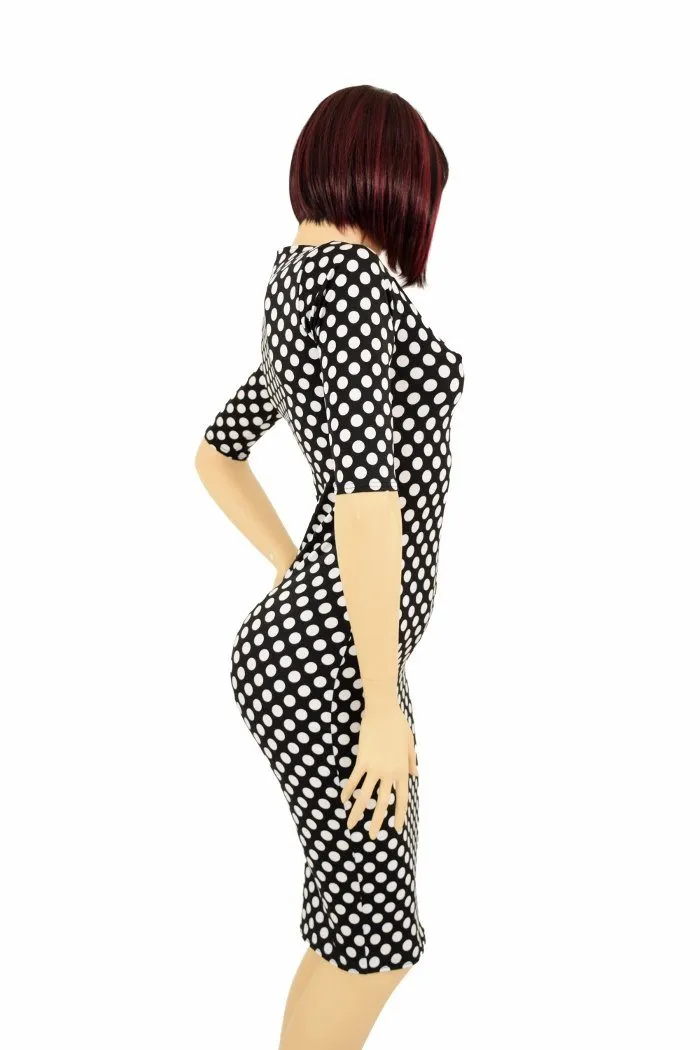 Black & White Polka Dot Wiggle Dress