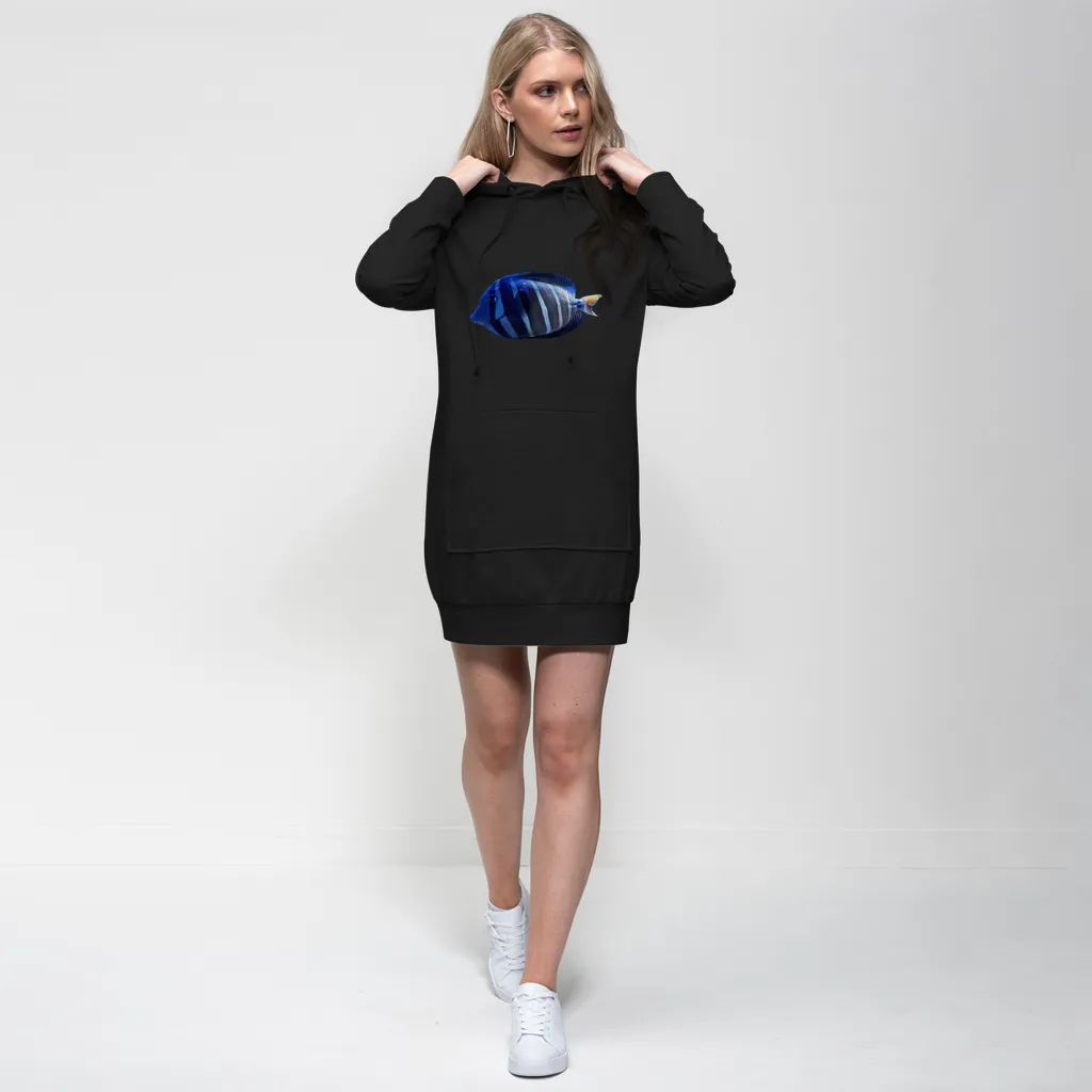 Blue Striped Fish Premium Adult Hoodie Dress