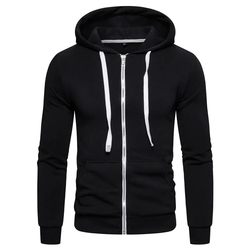 Brand Quality Cotton Hoodie Men Solid Casual Thick Fleece Spring Men's Sweatshirts Fashion Slim Fit Hooded Men Hoodies