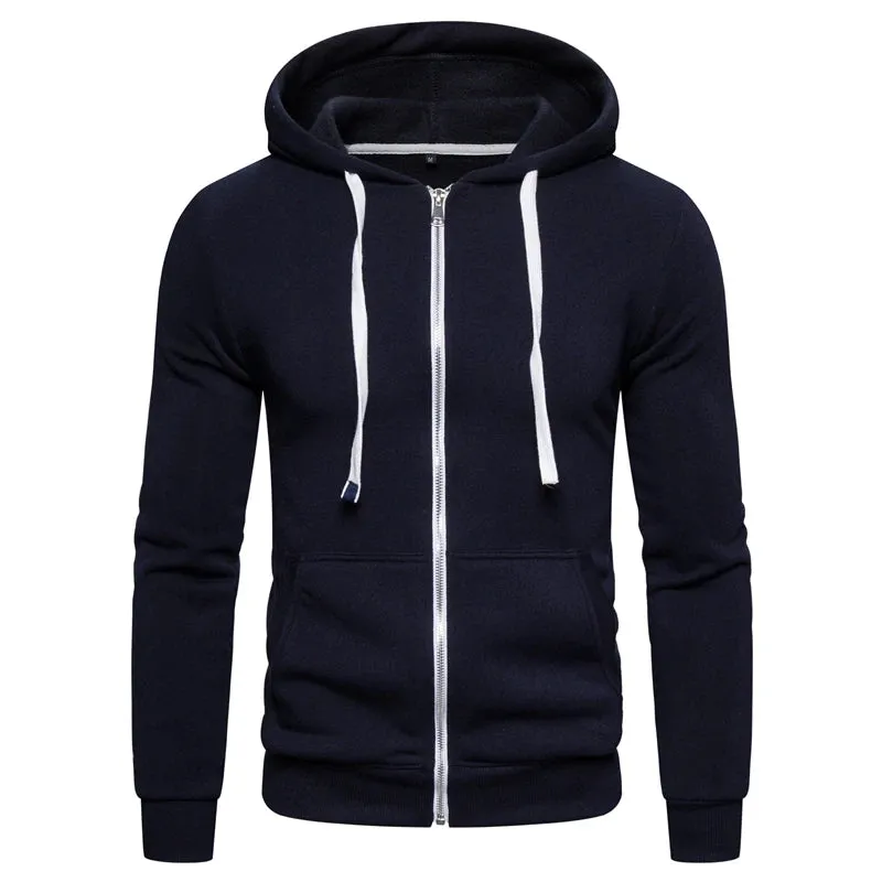 Brand Quality Cotton Hoodie Men Solid Casual Thick Fleece Spring Men's Sweatshirts Fashion Slim Fit Hooded Men Hoodies