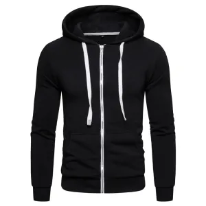 Brand Quality Cotton Hoodie Men Solid Casual Thick Fleece Spring Men's Sweatshirts Fashion Slim Fit Hooded Men Hoodies