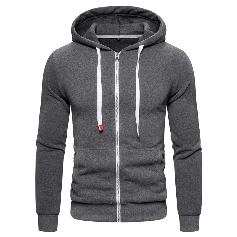 Brand Quality Cotton Hoodie Men Solid Casual Thick Fleece Spring Men's Sweatshirts Fashion Slim Fit Hooded Men Hoodies