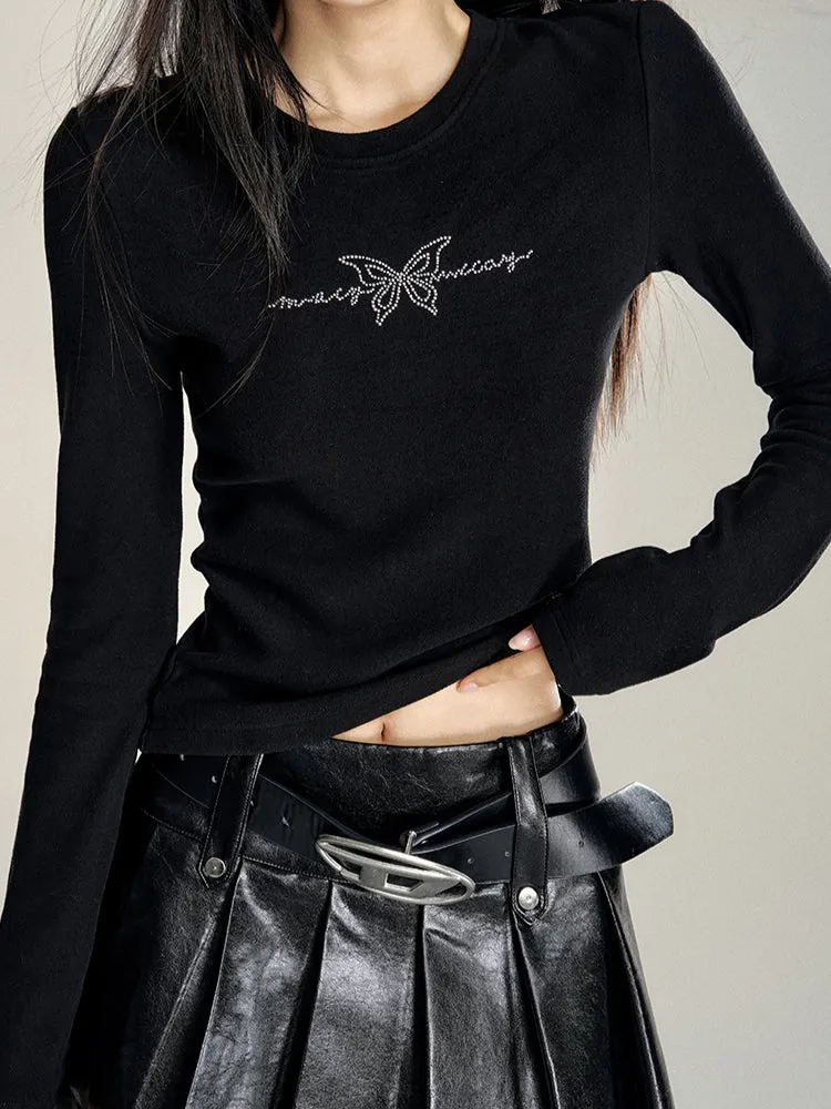 Butterfly Embroidered Brushed Base Layer Top