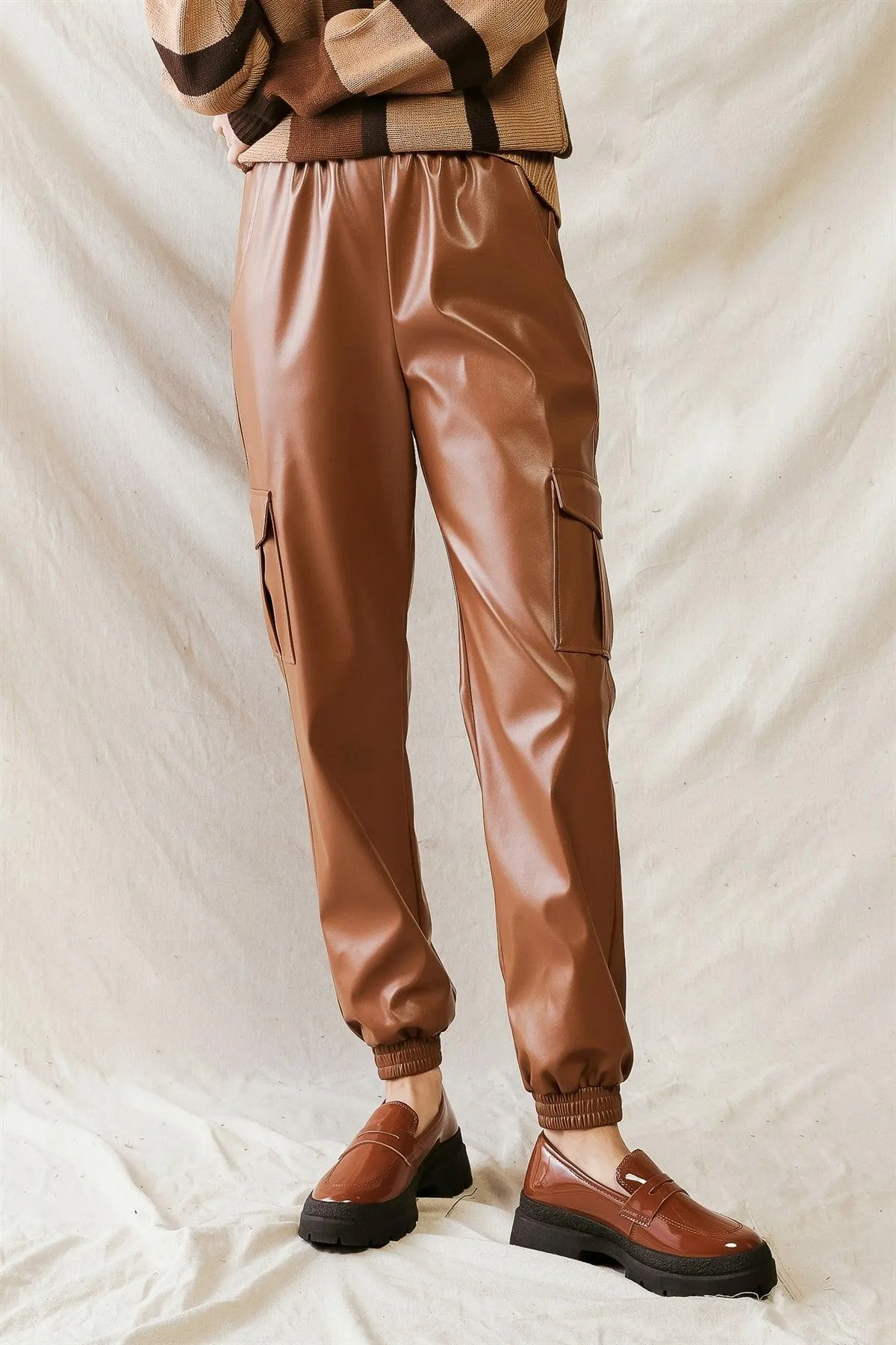 Camel Leather Four Pocket High Waist Pants /2-2-2