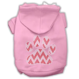 Candy Cane Chevron Paw Rhinestone Dog Hoodie Light Pink Xs (8)