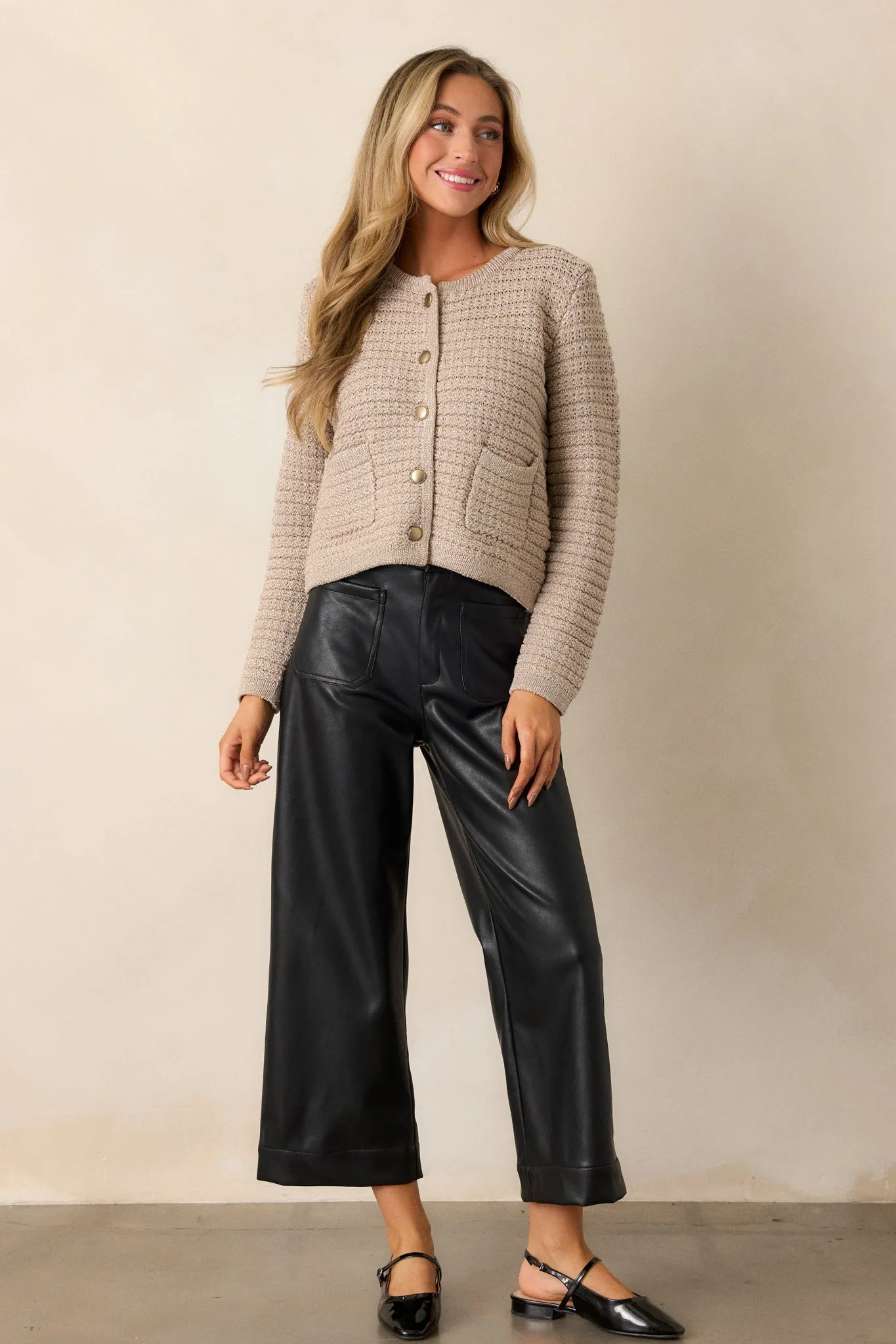 Chasing You Light Mocha Knit Button Front Cardigan