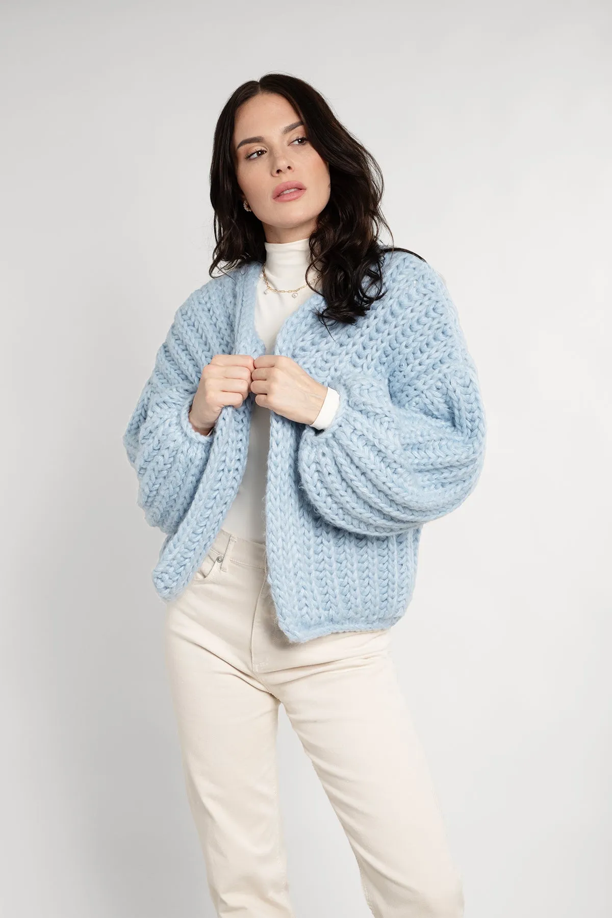 Chunky Oversized Cotton Wool Knit Cardigan