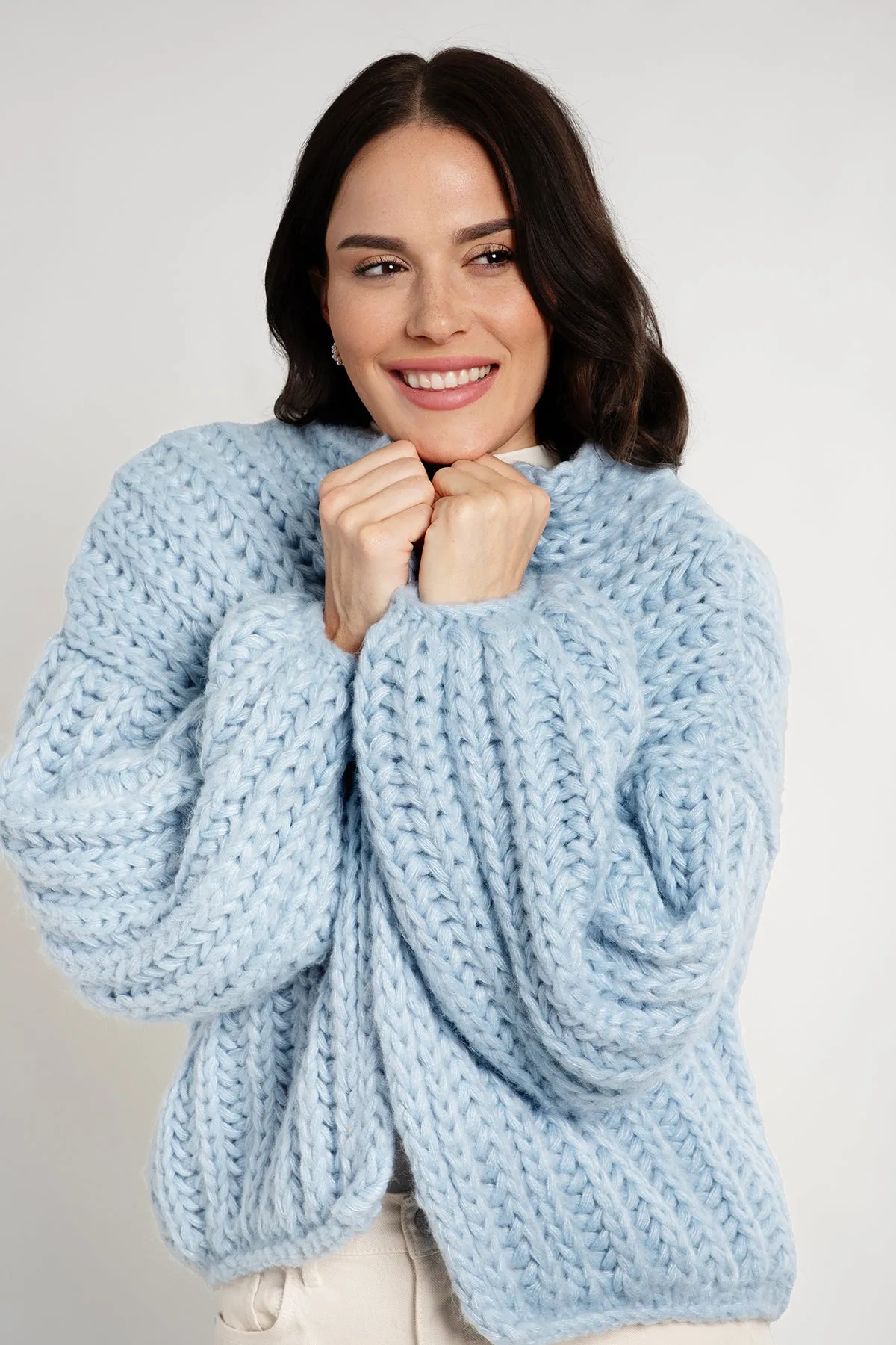 Chunky Oversized Cotton Wool Knit Cardigan