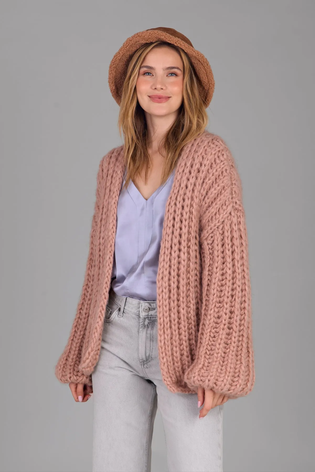 Chunky Oversized Cotton Wool Knit Cardigan