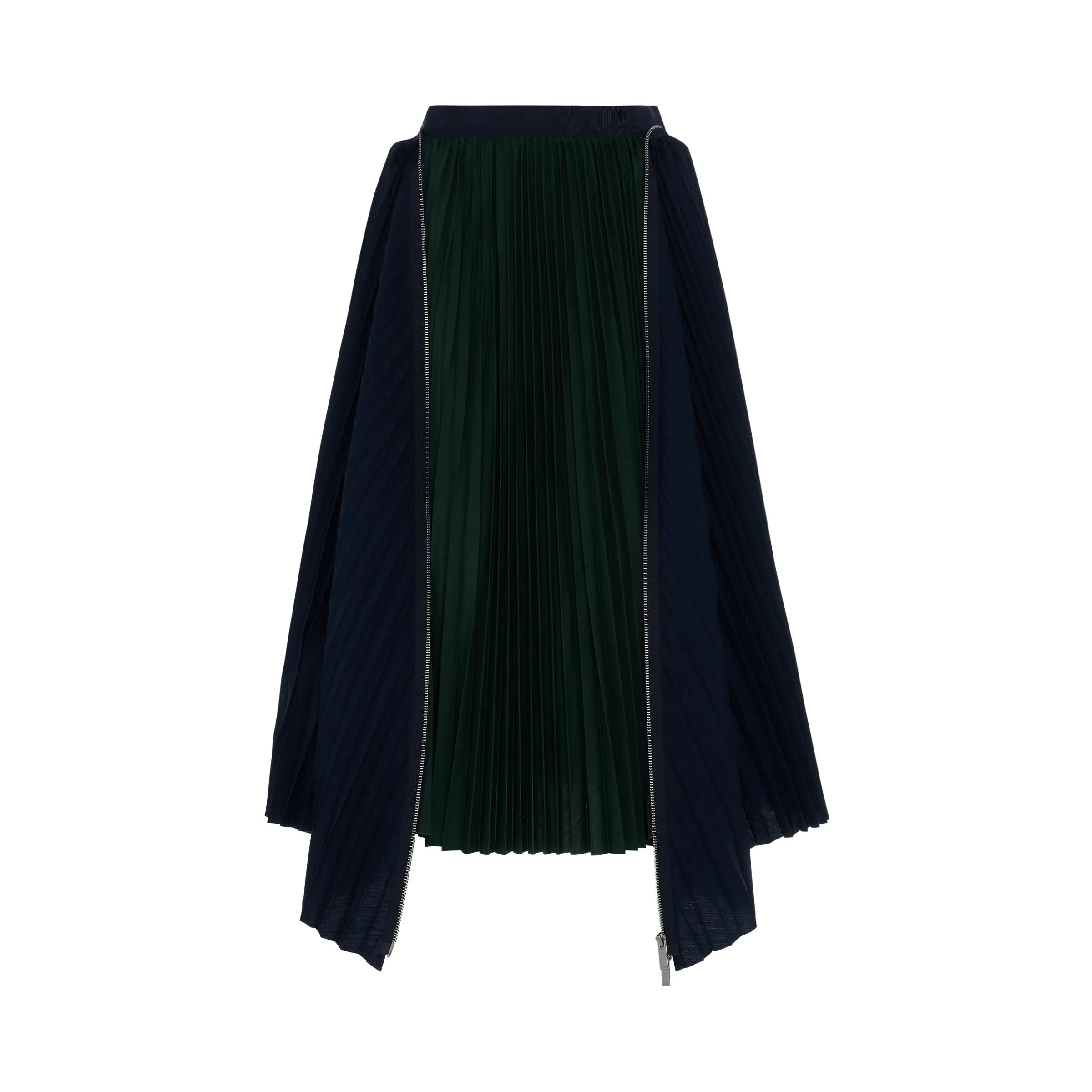 Classic Pleated Asymmetric Skirt in Navy