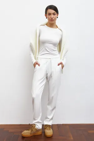 Classic White High Waist Cropped Pants