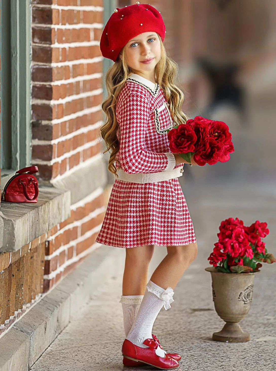 Classy Tweed Cardigan and Skirt Set