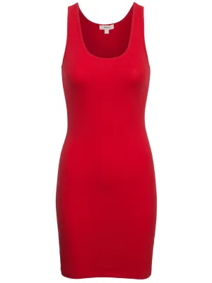 [Clearance] Womens Solid Basic Sleeveless Scoop Neck Bodycon Premium Cotton Dress (S-XL)