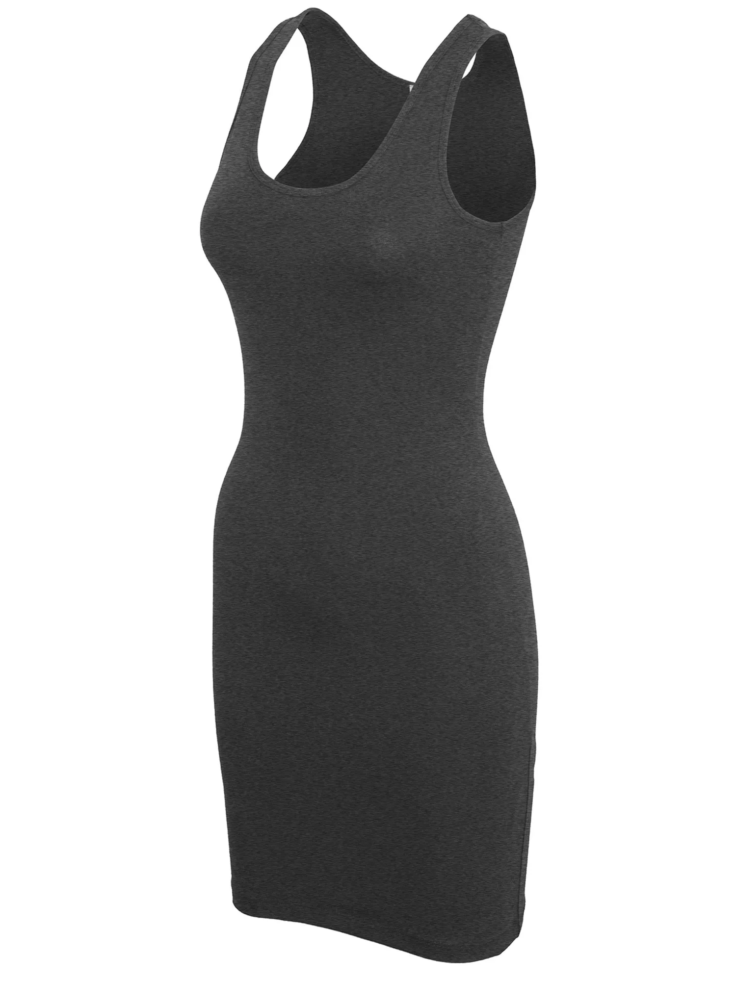 [Clearance] Womens Solid Basic Sleeveless Scoop Neck Bodycon Premium Cotton Dress (S-XL)