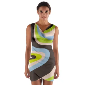 Cocoa Stripe Wrap Front Bodycon Dress