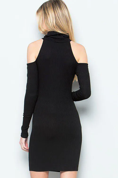 Cold Shoulder Mock Neck Dress