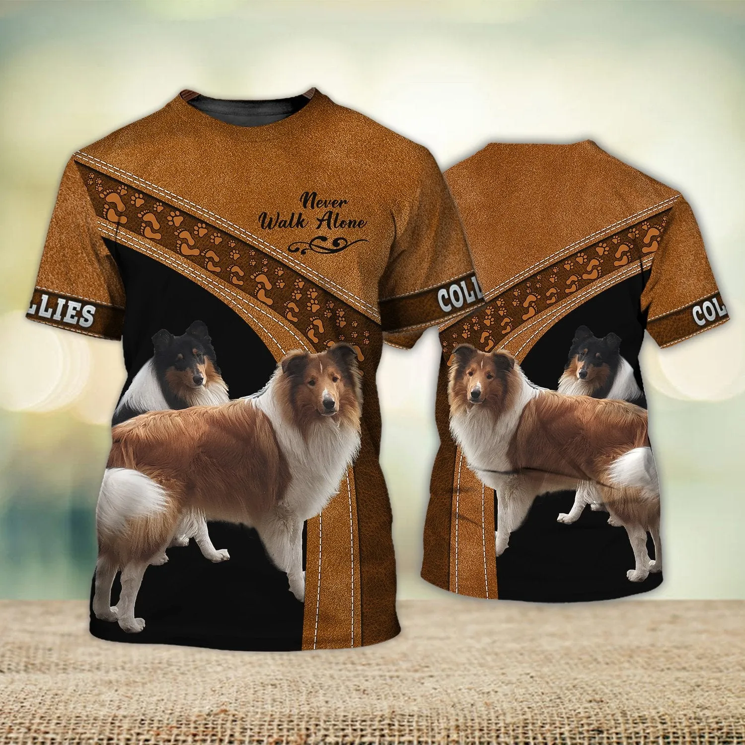 Collies Love Never Walk Alone 3D Full Print Shirts, Shirt For Dog Lovers, Dog Memorial Gifts for loss of Dog