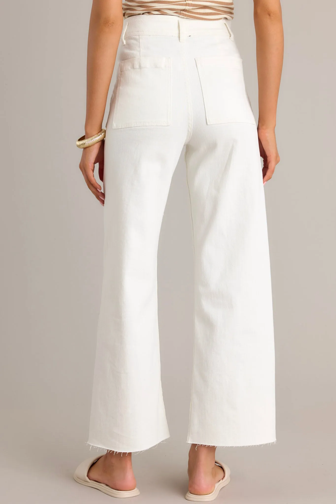 Crisp Canvas White Denim Wide Leg Jeans