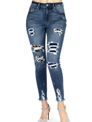 Curvy Casey High Rise Leopard Patch Skinny Jean By Judy Blue