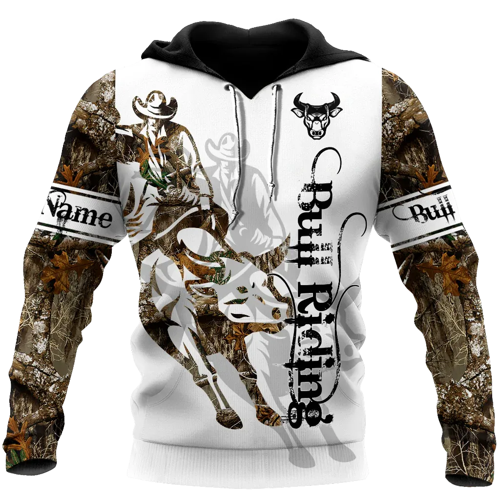 Custom Bull Riding Hoodie, 3D All Over Print Cowboy Hoodie Tattoo