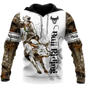 Custom Bull Riding Hoodie, 3D All Over Print Cowboy Hoodie Tattoo