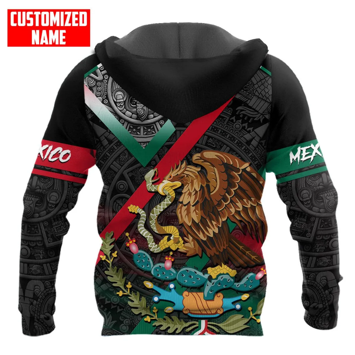 Custom Name Mexico Aztec Pattern 3D All Over Printed Sweatshirt Zip Hoodie Christmas Shirts