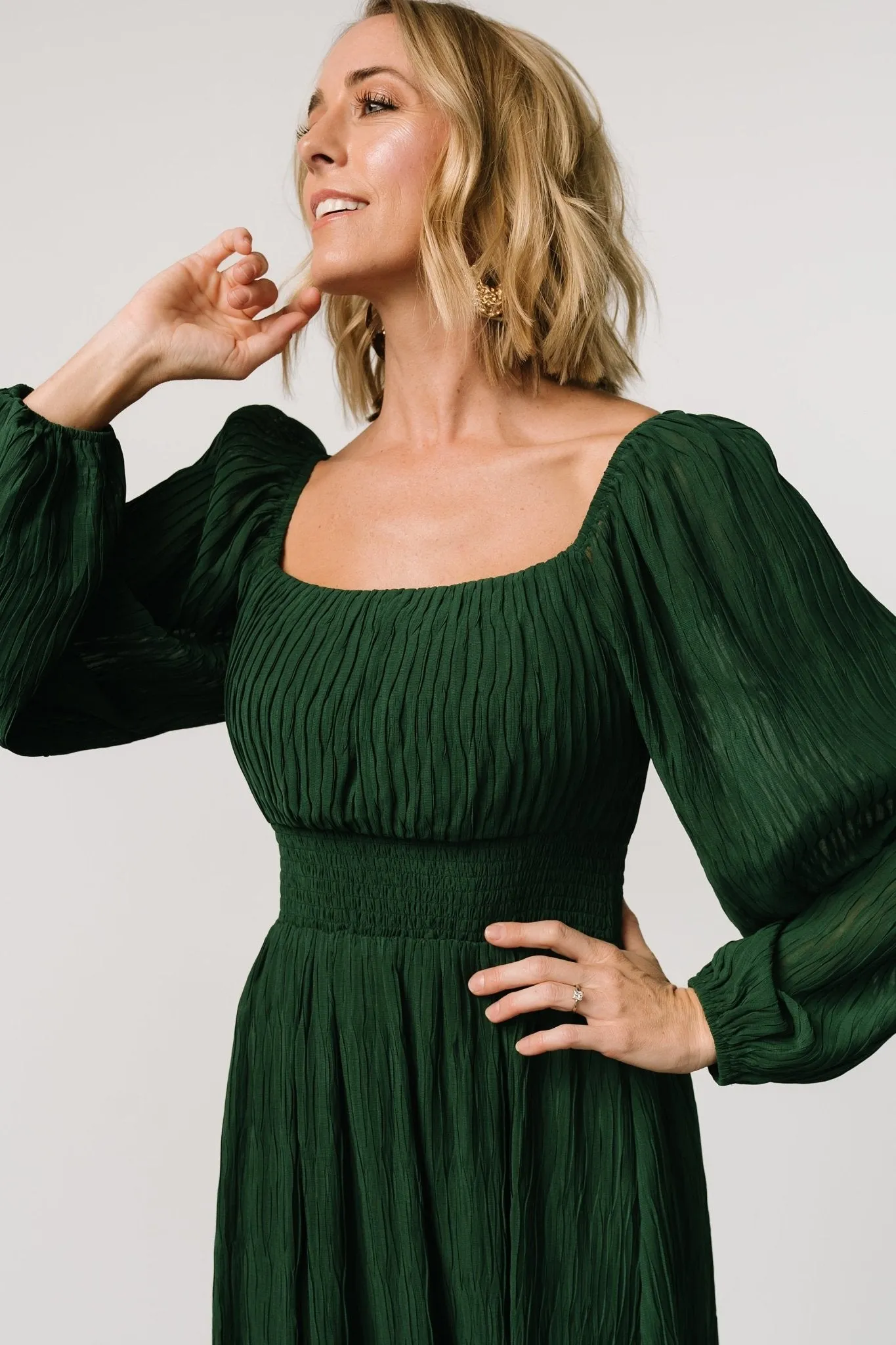 Dalton Pleated Midi Dress | Dark Green