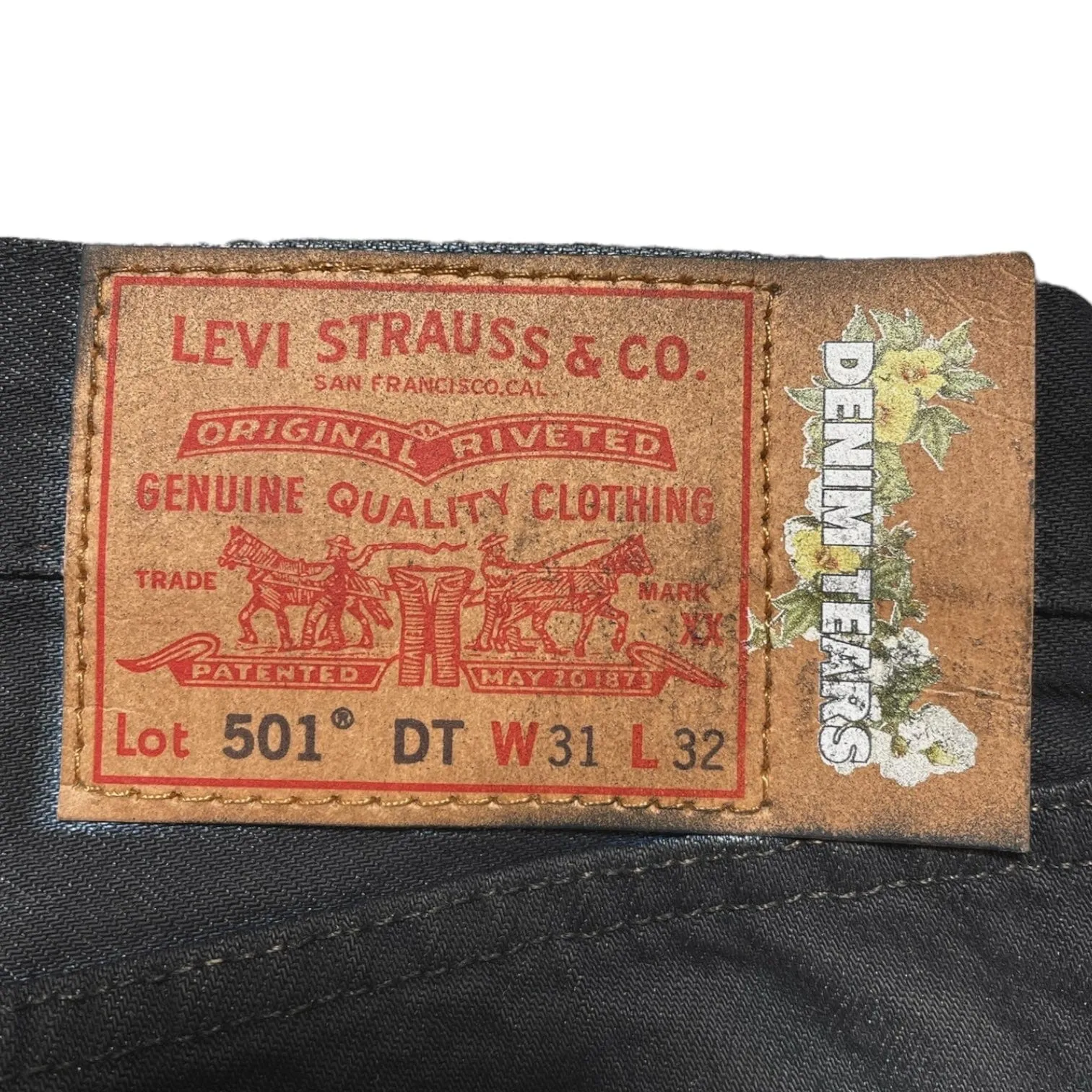 Denim Tears Levi's Cotton Wreath Jeans Black Red Clay