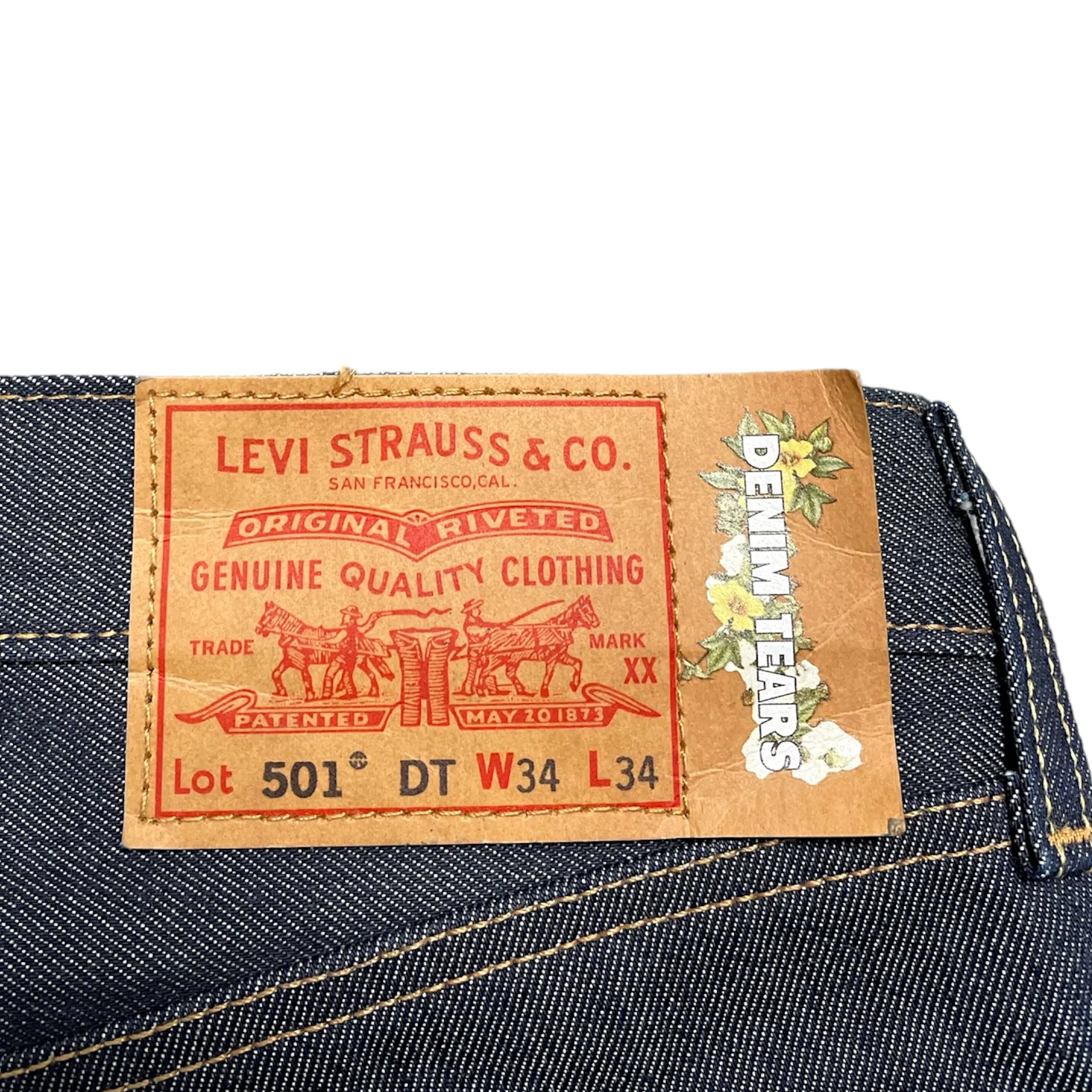 Denim Tears x Levi's 501 Cotton Rhinestone Wreath Jeans Raw