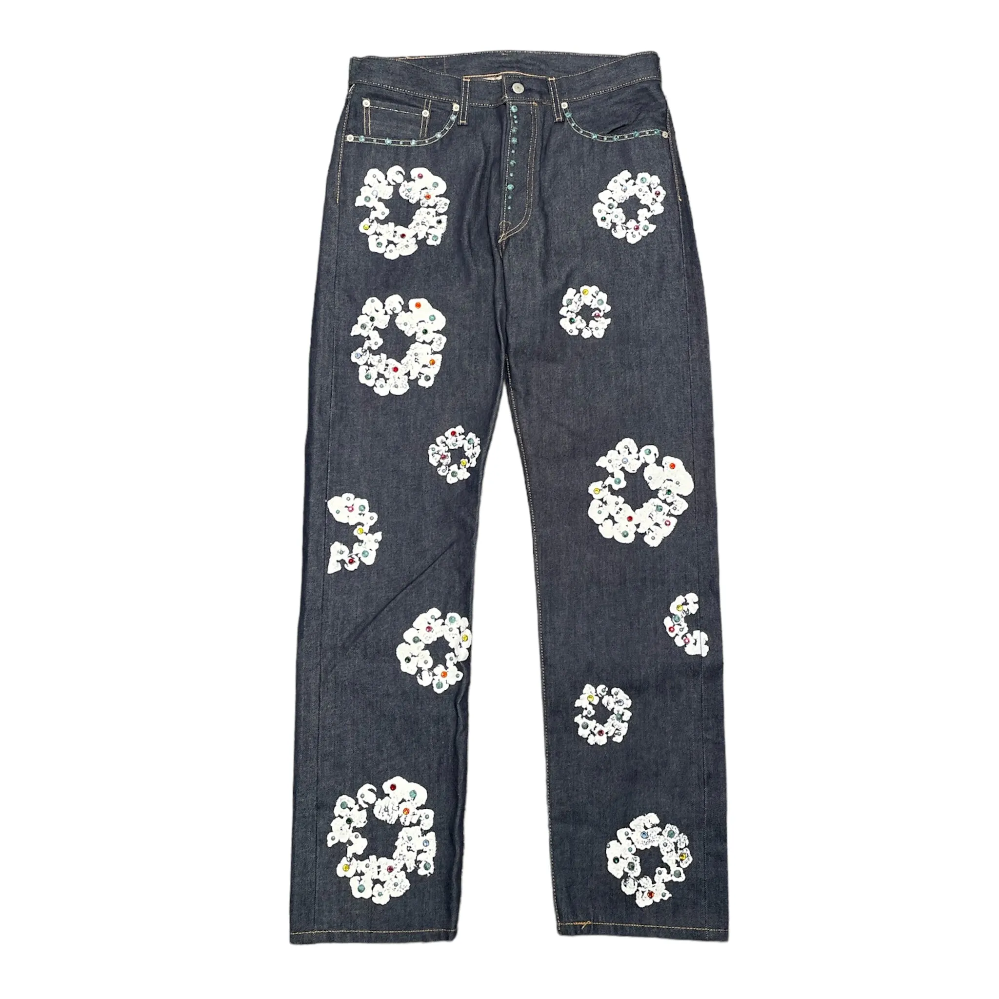 Denim Tears x Levi's 501 Cotton Rhinestone Wreath Jeans Raw