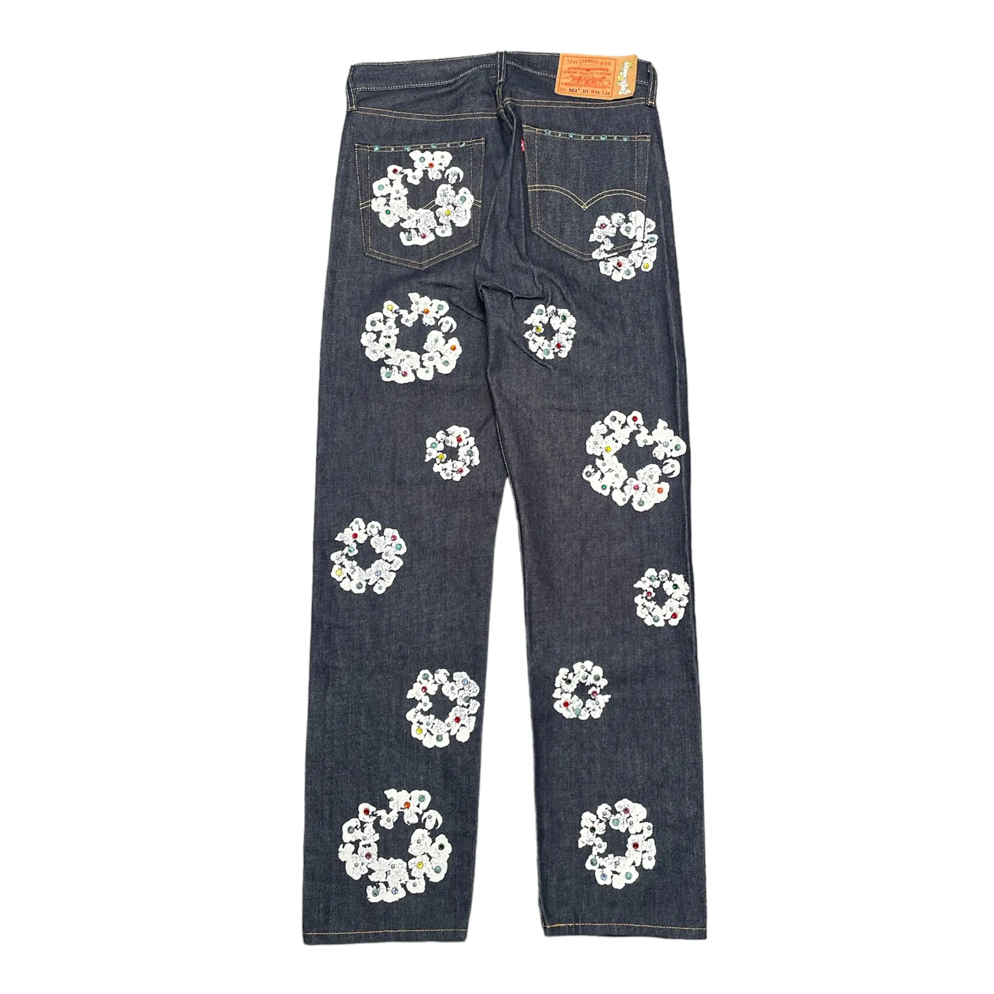 Denim Tears x Levi's 501 Cotton Rhinestone Wreath Jeans Raw